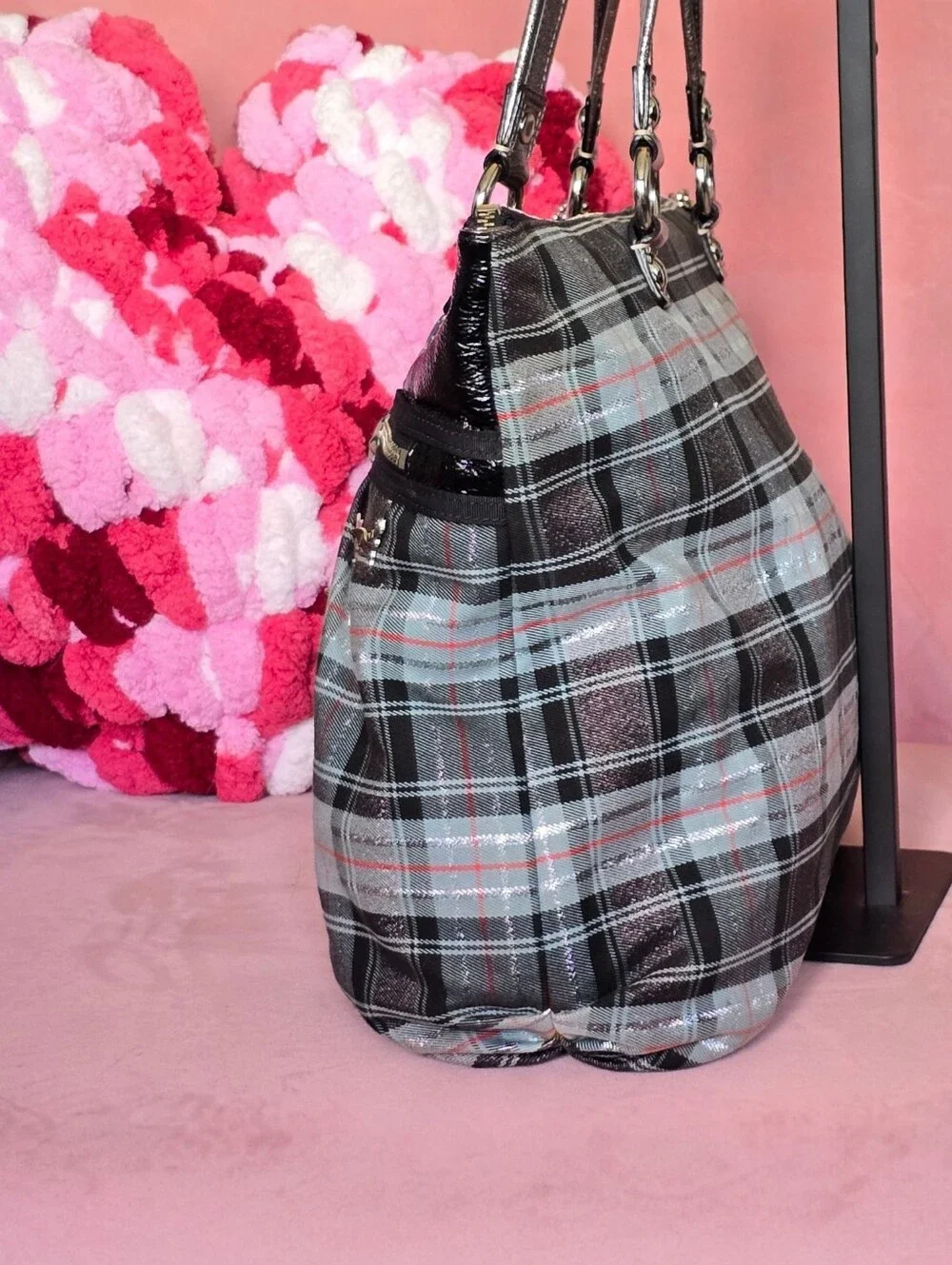Coach Poppy Tartan Tote 💀Custom💀 Punk Glam Rework (15886)